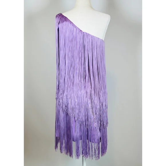 No Pise La Grama Por Daniela Panaro Dress 4 Lavender Purple Fringe One Shoulder
